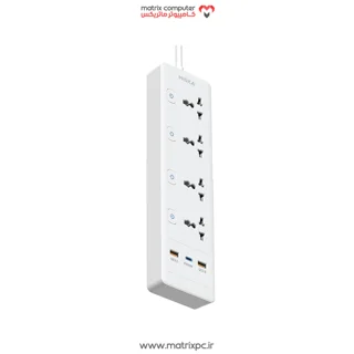 چند راهی 4 خانه هیسکا CH-5518EU با کابل 2 متری + شارژر USB و Type-C