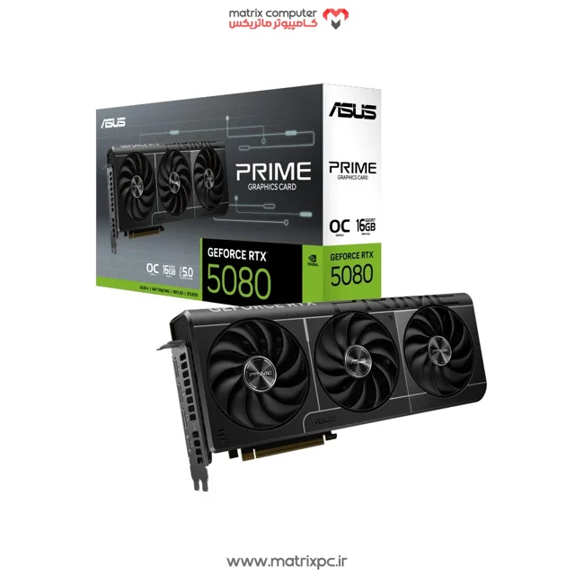 کارت گرافیک ASUS PRIME GeForce RTX 5080 OC Edition 16GB GDDR7 256Bit