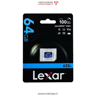 کارت حافظه microSDXC لکسار مدل 633X کلاس 10 استاندارد UHS-I U3 سرعت 100MBps ظرفیت 64 گیگابایت